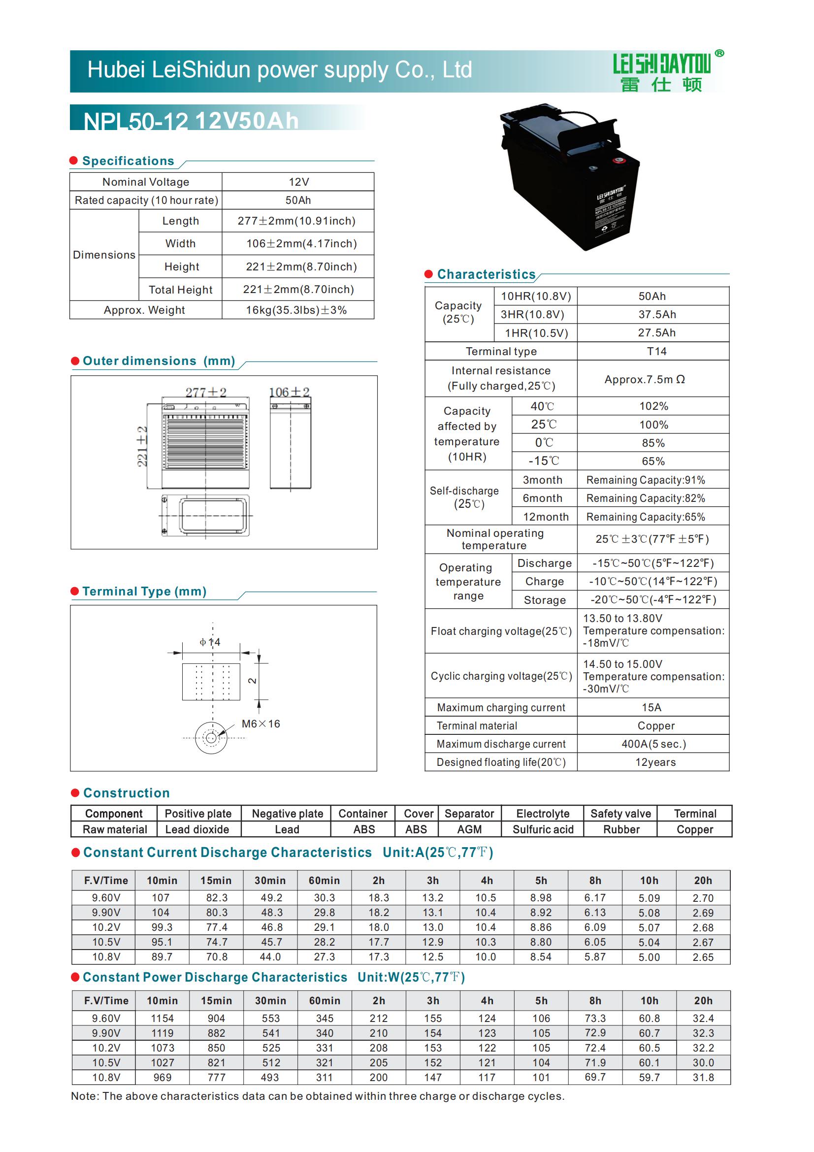 NPL50-12 battery
