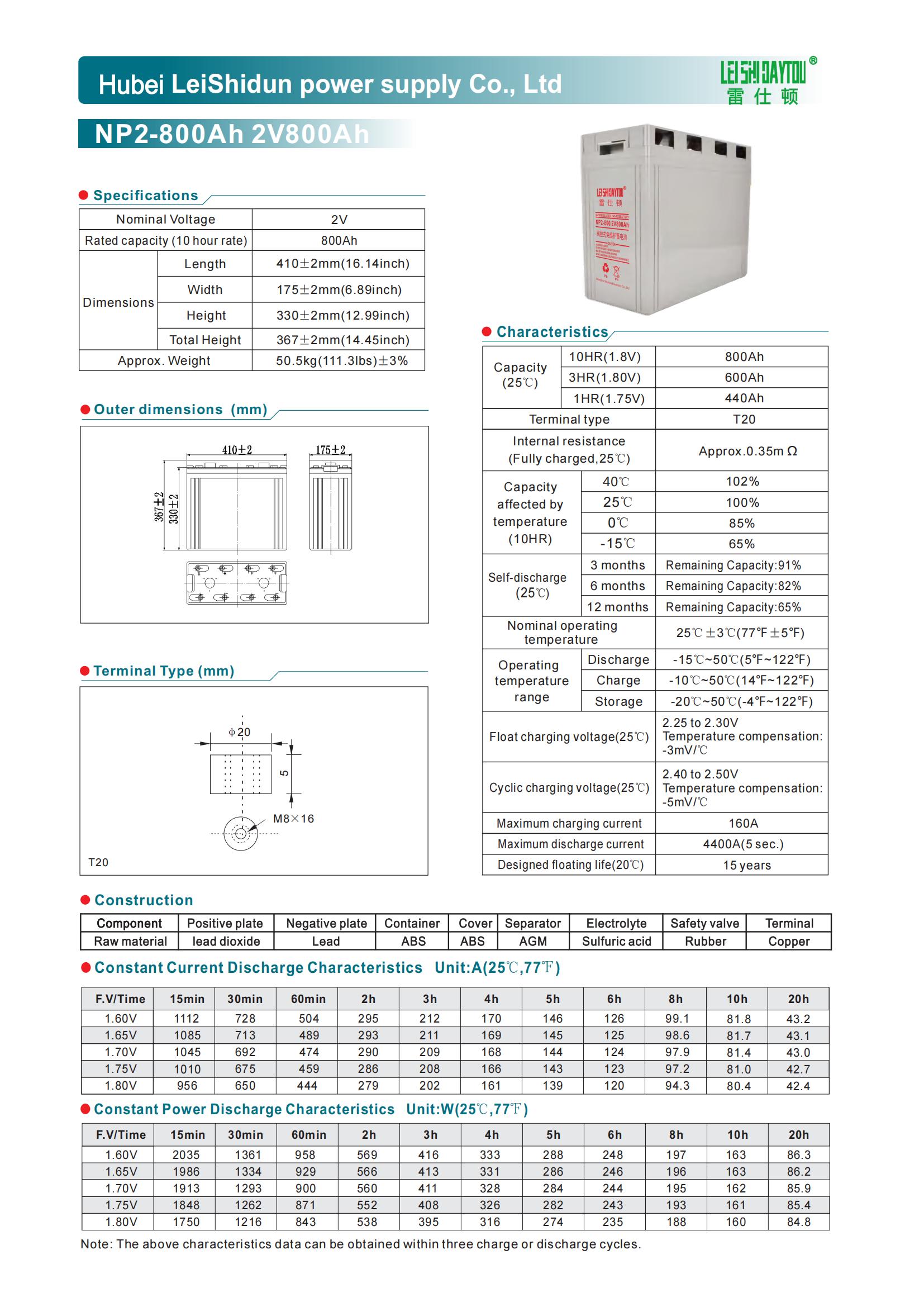 NP2-800 battery product photo