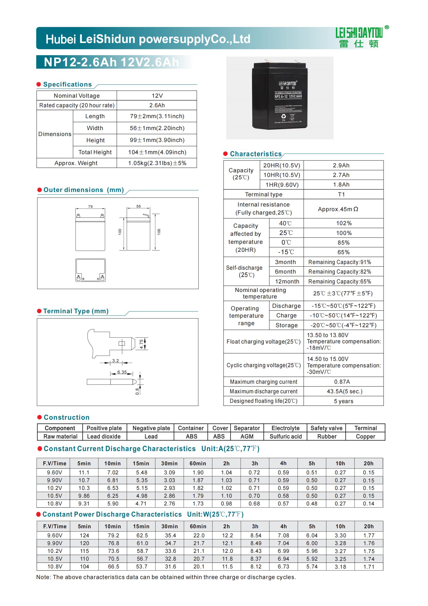 NP2.6-12 battery