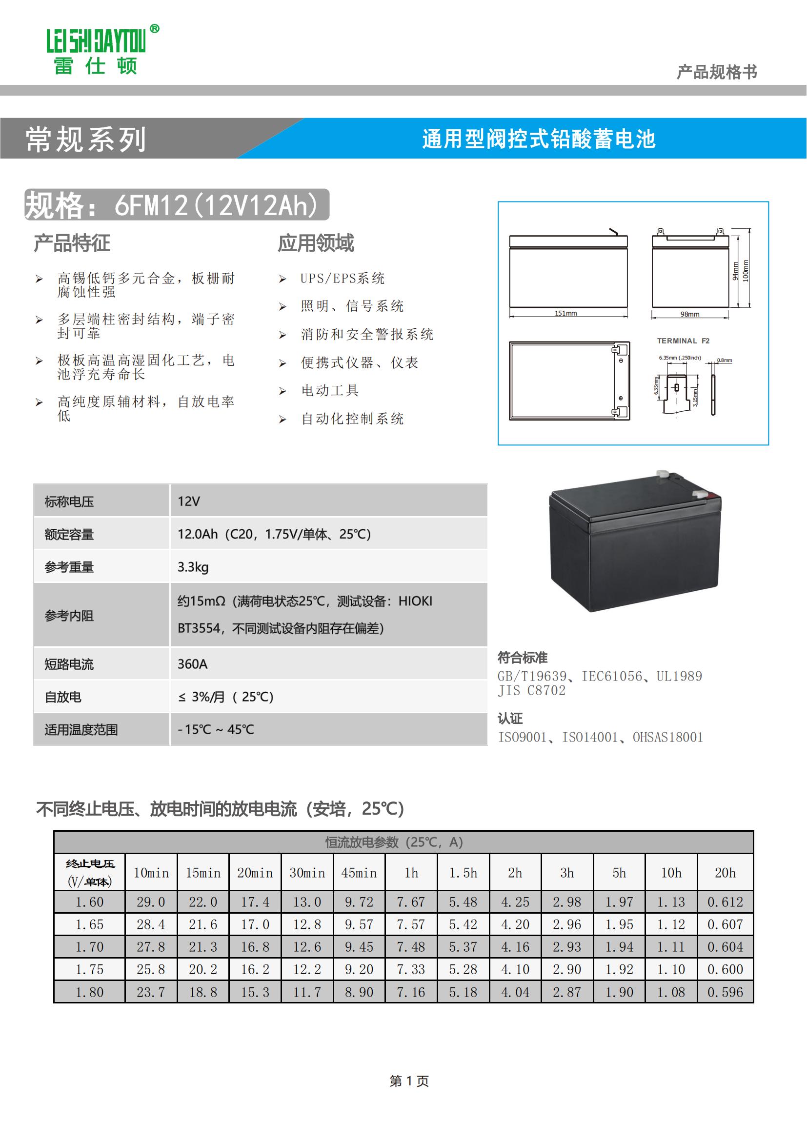 6FM12 battery