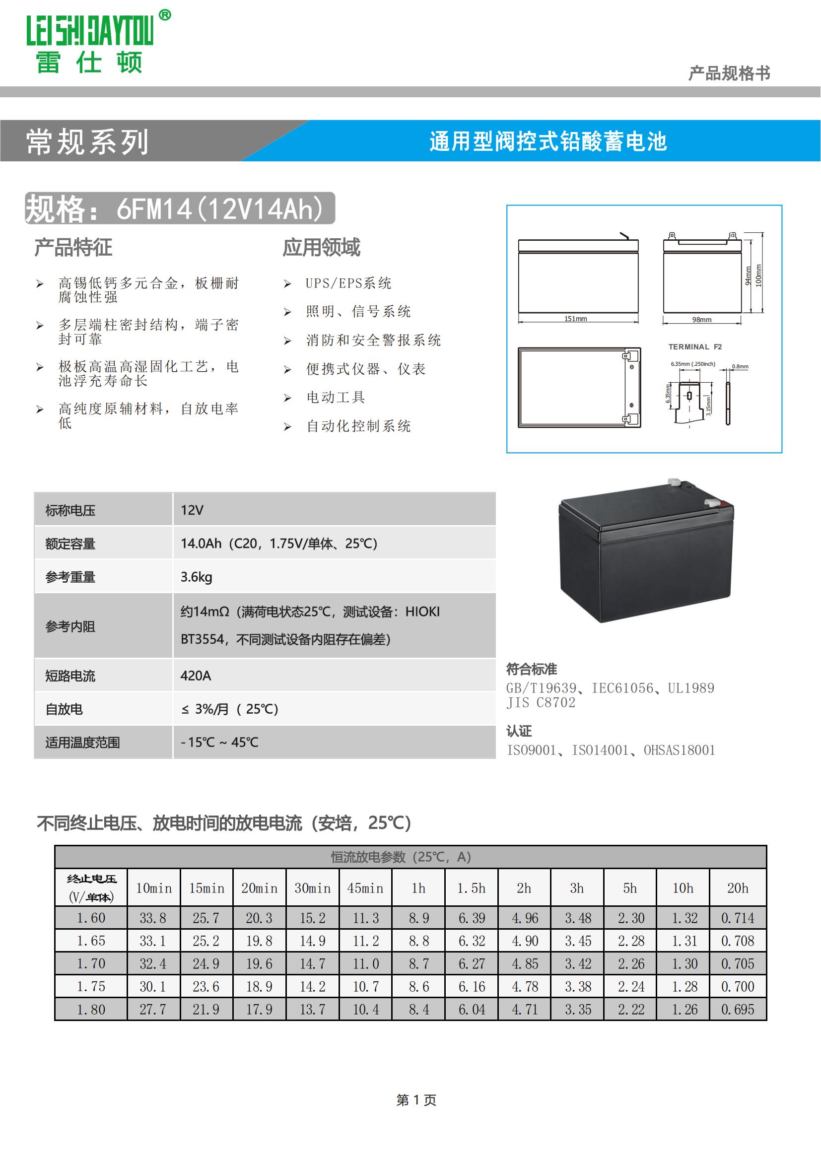 6FM14 battery